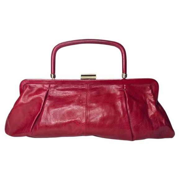 Vintage Hobo International Ruby Red Leather Convertible Long Clutch - Picture 2 of 16